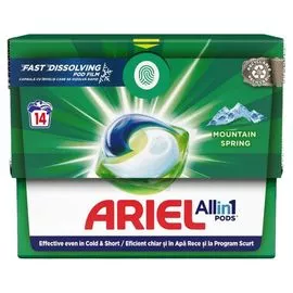 Capsule pentru spalare ARIEL Regular Gel, pentru rufe albe, spalare automata, 14 buc