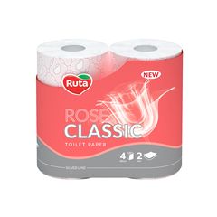 Hirtie igienica RUTA Classic, 2 straturi, trandafir, 4 role