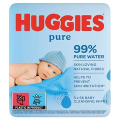 Детские влажные салфетки HUGGIES Pure, 56x3 шт