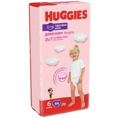Трусики для детей HUGGIES №6, для девочек, 15-25 кг, 44 шт