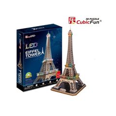 3D puzzle CUBICFUN Turnul Eiffel, cu iluminare LED, 82 elemente