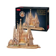 3D puzzle CUBICFUN Bazilica Sagrada Familia, cu iluminare LED, 696 elemente