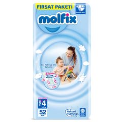 Scutece pentru copii MOLFIX №4+, 3D Maxi Plus, 9-16 kg, 52 buc.