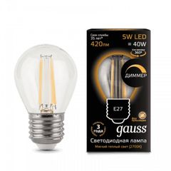 Лампа LED GAUSS Filament Candle Dimmable 5W/E14/2700K/420lm/IP20/1/10/50
