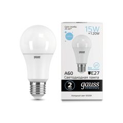 Лампа LED GAUSS Elementary A60/ 15W/ E27/ 65K/1/10/50