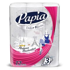 Бумажные полотенца PAPIA Fashion Decor, 3 слоя, 12 шт
