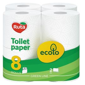 Туалетная бумага ECOLO 2 слоя, 8 шт