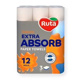 Бумажные полотенца RUTA Selecta, 3 слоя, 12 рулонов
