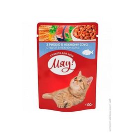 Hrana umeda МЯУ! Cu peste intr-un sos delicat, pentru pisici de la 1 an pana la 6 ani, 100 g