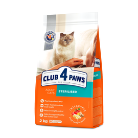 Корм сухой CLUB 4 PAWS Премиум для стерилизованных кошек от 1 года до 6 лет 2 кг