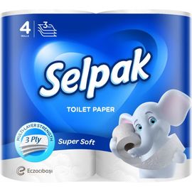 Туалетная бумага SELPAK 3 слоя 4 рулона