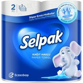 Бумажные полотенца SELPAK 3 слоя 2 рулона
