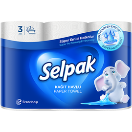 Бумажные полотенца SELPAK Free 20% 3 слоя 3 рулона