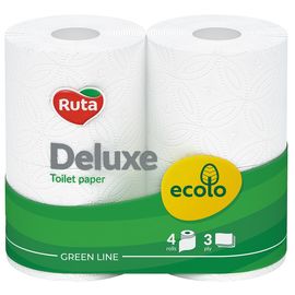 Туалетная бумага ECOLO Deluxe, 3 слоя, белая 4 шт