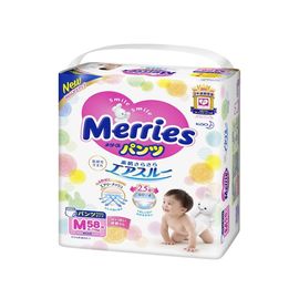 Трусики для детей MERRIES Size M, 6-11 кг, 58 шт