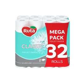 Туалетная бумага RUTA Classic, 2 слоя, белая, 32 рулона