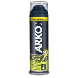 Гель для бритья ARKO 2в1, для мужчин, с маслом семян конопли, 0.2 л