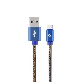 Кабель USB CABLEXPERT Premium Jeans, USB 2.0, Type-C, синий, 2 м
