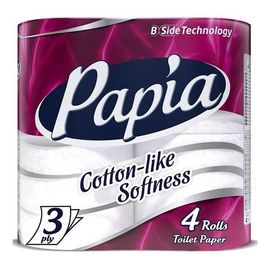Туалетная бумага PAPIA, 3 слоя, 4 шт