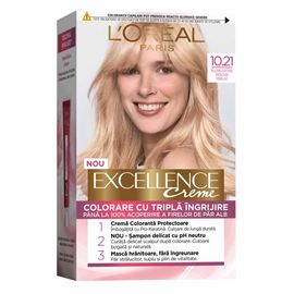 Крем-краска для волос L'OREAL Excellence, 10.21 Светло-светло Русый Перламутровый, Осветляющий, 192 мл