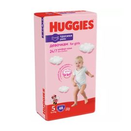 Трусики для детей HUGGIES №5, для девочек, 12-17 кг, 48 шт