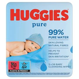 Детские влажные салфетки HUGGIES Pure, 56x3 шт