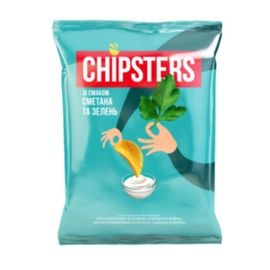 Chipsuri CHIPSTERS Flint, cu gust de smantana si verdeata, 100 gr