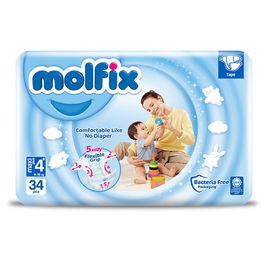 Подгузники для детей MOLFIX №4+ Anti Sagging MAXI PLUS, 9-16 кг, 34 шт