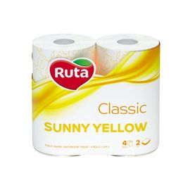 Туалетная бумага RUTA 2 слоя, желтая, 4 рулона