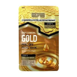 Masca pentru fata Beauty Formulas Gold curatare profunda dual step cu aur si colagen, 1 buc