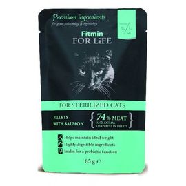 Hrana pentru pisici Fitmin FFL cat pouch sterilized salmon, sterilizate/castrate, somon, umed, 85 g