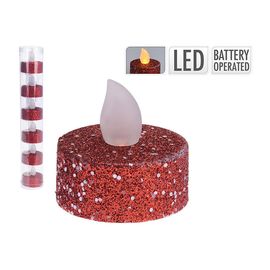 Набор свечей LED чайных с блестками, цвет красный, 6 шт