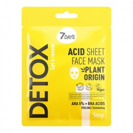 Тканевая маска для лица 7DAYS DETOX, отшелушивающая, с AHA (5%) и BHA-кислотами 25г (ACID)