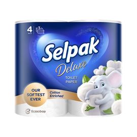Туалетная бумага SELPAK Deluxe, 3 слоя, 4 рулона