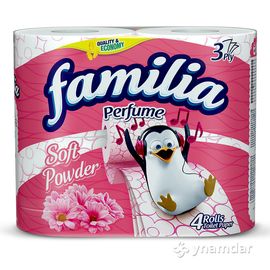 Туалетная бумага FAMILIA Soft Powder, 3 слоя, 4 рулона