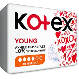 Прокладки гигиенические KOTEX Young Normal, 4 капли, 10 шт