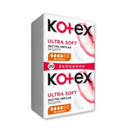 Прокладки гигиенические KOTEX Ultra Soft Normal Duo, 4 капли, 20 шт