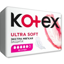 Прокладки гигиенические KOTEX Ultra Soft Super, 5 капель, 8 шт