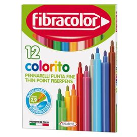 Фломастеры FIBRACOLOR, моющиеся, 12 цветов