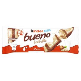 Вафли KINDER Bueno White, в белом шоколаде, с начинкой из молока и фундука, 39 гр