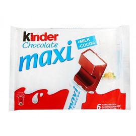 Batoane de ciocolata KINDER Maxi Chocolate, cu lapte, cu umplutura de lapte, 6 buc, 126 gr