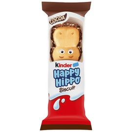 Napolitana crocanta KINDER Happy Hippo Cacao, cu umplutura de lapte si cacao, 20 gr