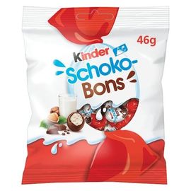 Конфеты KINDER Schokobons, с молочной начинкой и кусочками фундука, 46 гр