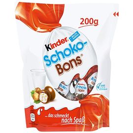 Конфеты KINDER Schokobons, с молочной начинкой и кусочками фундука, 200 гр
