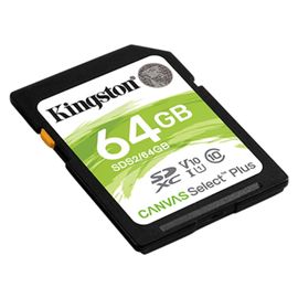Карта памяти для видеокамер KINGSTON Canvas Select Plus, Class10, UHS-I U1, 64GB
