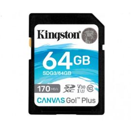 Карта памяти SD KINGSTON Canvas Go! Plus, Class10, UHS-I U3, V30, для зеркальных фотокамер, дронов и экшн-камер, 64GB