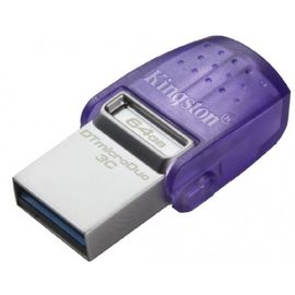 Накопитель microDuo KINGSTON DataTraveler, USB3.2, 3C, G3, USB-C, OTG +, USB-A, фиолетовый, ультра маленький, 64GB