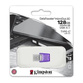 Накопитель KINGSTON DataTraveler microDuo, USB3.2, 3C, G3, USB-C, OTG, + USB-A, фиолетовый, ультра маленький, 128GB