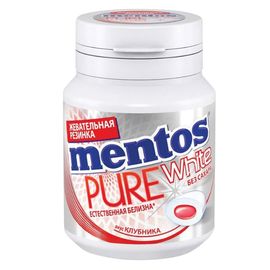 Guma de mestecat MENTOS Pure White Capsuna, 54 g