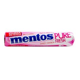 Guma de mestecat MENTOS Roll Pure Fresh tutti-frutti, 15,5g